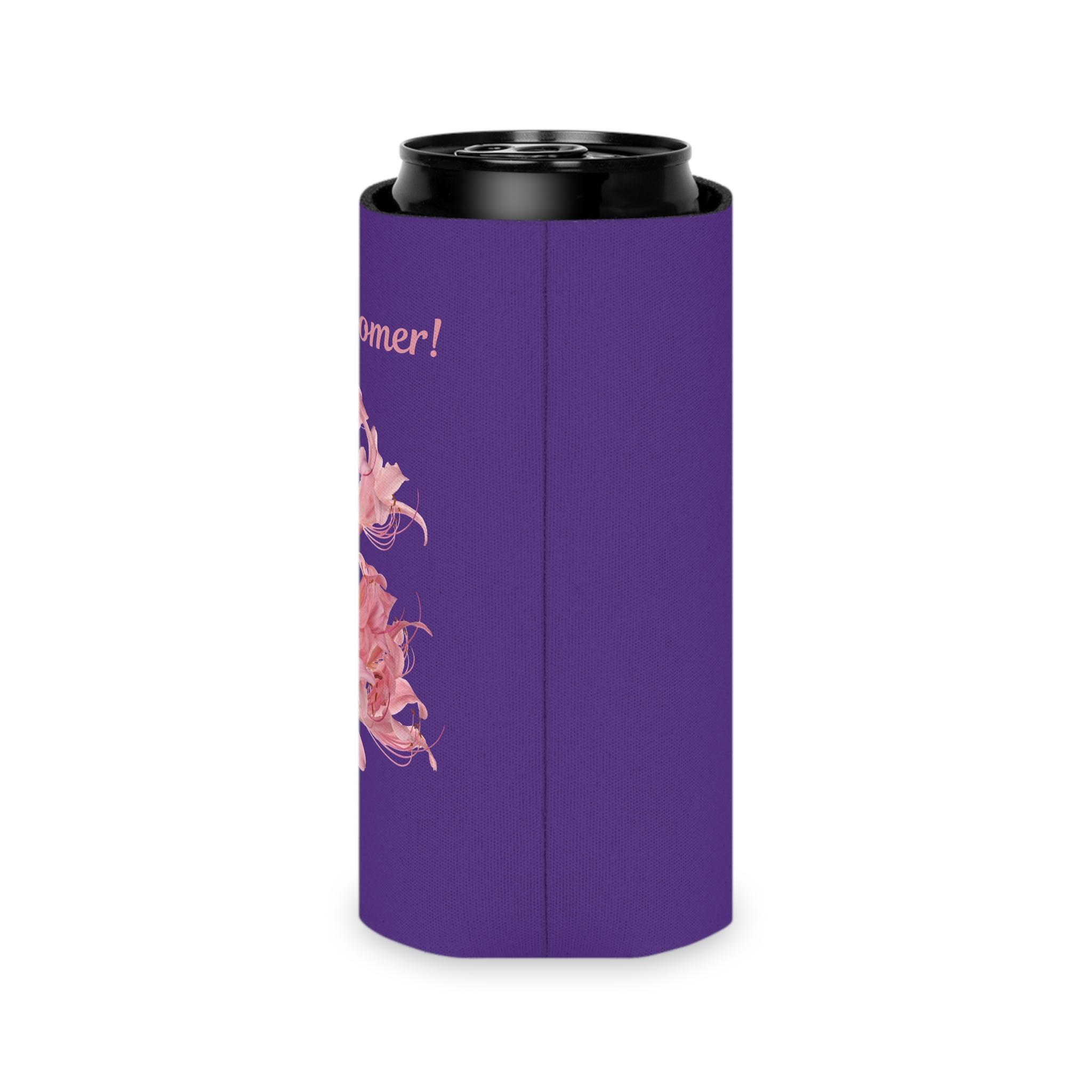 OK Bloomer Stubby Holder - Purple Koozie - Pink Lilies - Sassy Can Cooler - Image 16
