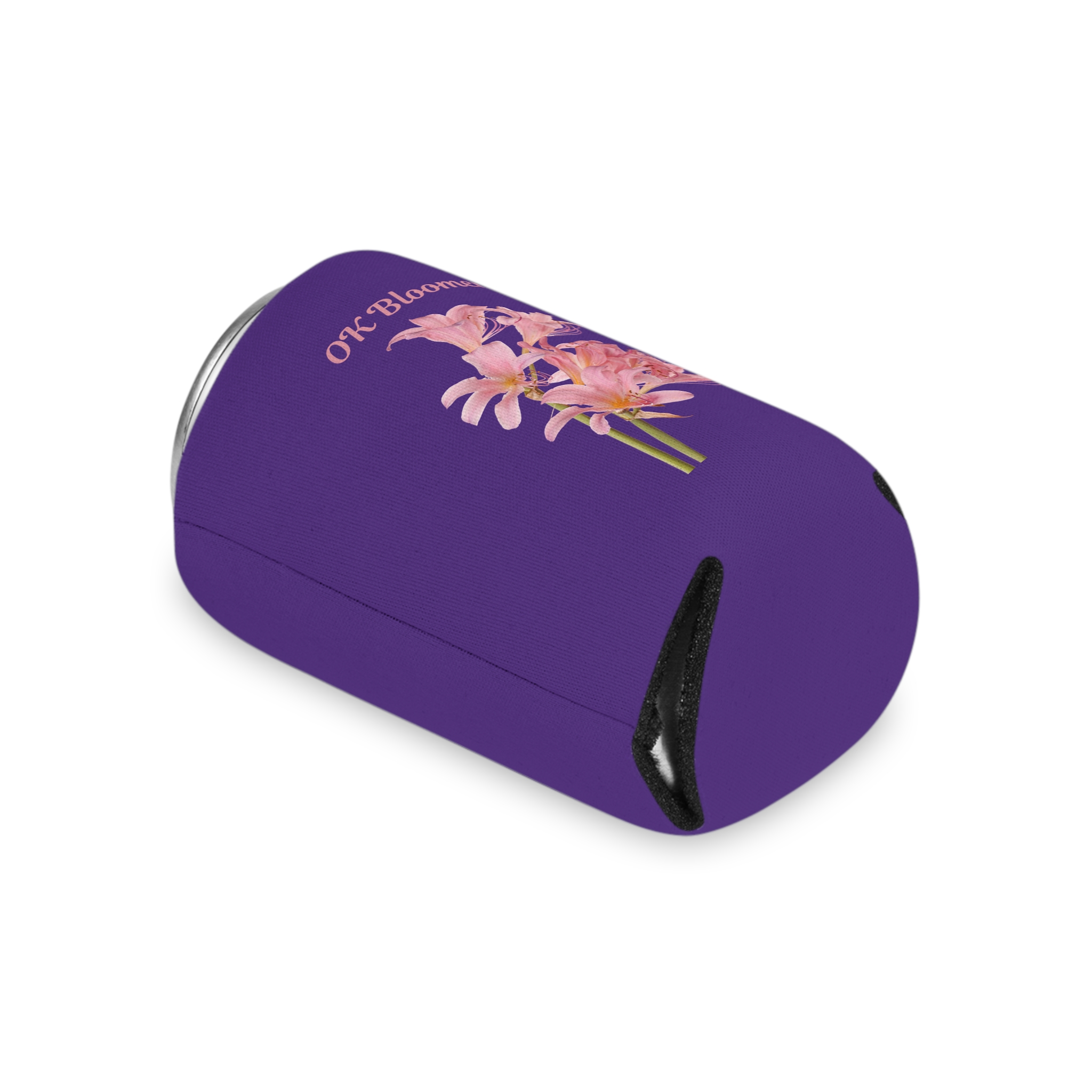 OK Bloomer Stubby Holder - Purple Koozie - Pink Lilies - Sassy Can Cooler - Image 8