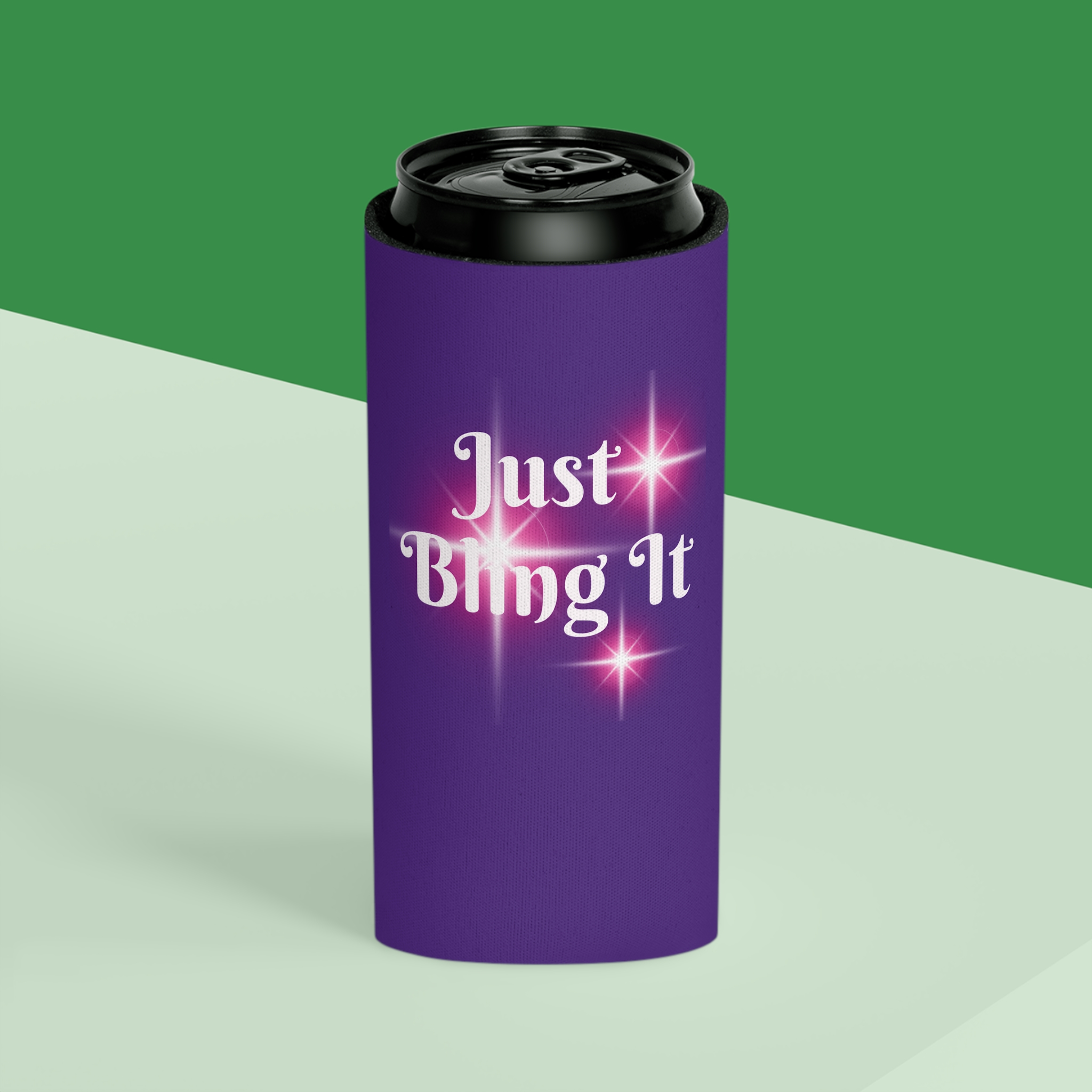 Just Bling It Stubby Holder - Purple Sparkly Koozie - Sassy Can Cooler - Image 19