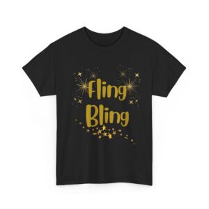 Funny T Shirt - Fling Bling - Gift for Him or Her - Black Tee with Stars and Sparkles