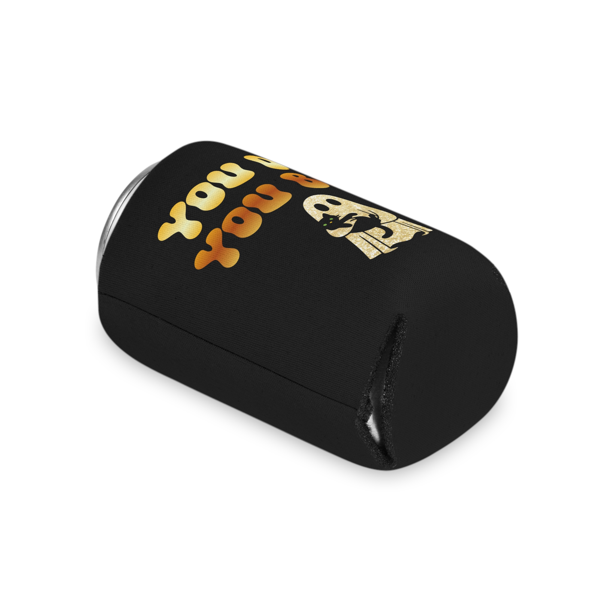 You Do You Boo Koozie - Stubby Holder - Can Cooler - Gold Ghost with Black Cat - Image 8