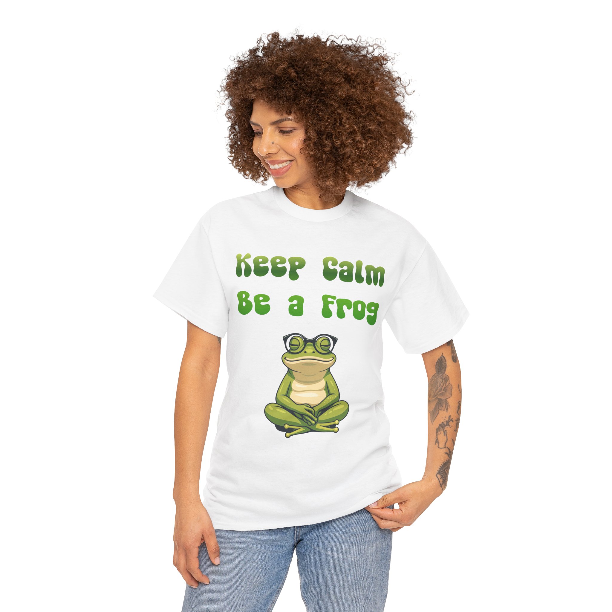 Keep Calm Be a Frog T-Shirt | Frog Graphic Tee - Mindfulness Peace Meditation - Yoga Gift - Image 2