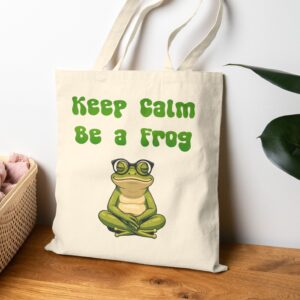 keep calm be a frog funny and useful tote bag