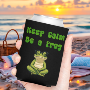 keep calm be a frog peaceful beach picnic
